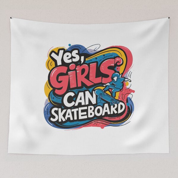 Aperçu de l'œuvre oui les filles savent faire du skateboard créée et vendue par BRROOLY.