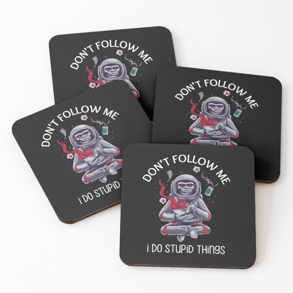 Item preview, Funny Cool Space Monkey - Don't Follow Me I do Stupid Things - Funny Astronaut In Space designed and sold by The Red Nox.