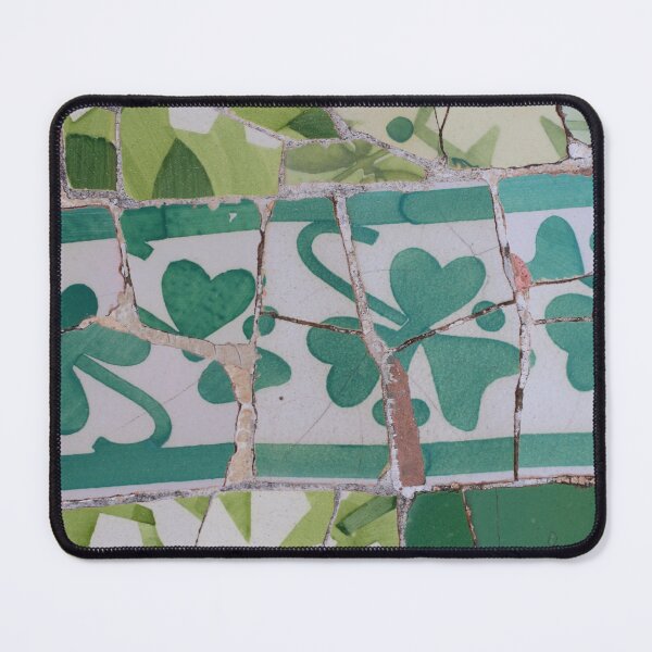 Green Clover floral mosaic pattern Mouse Pad