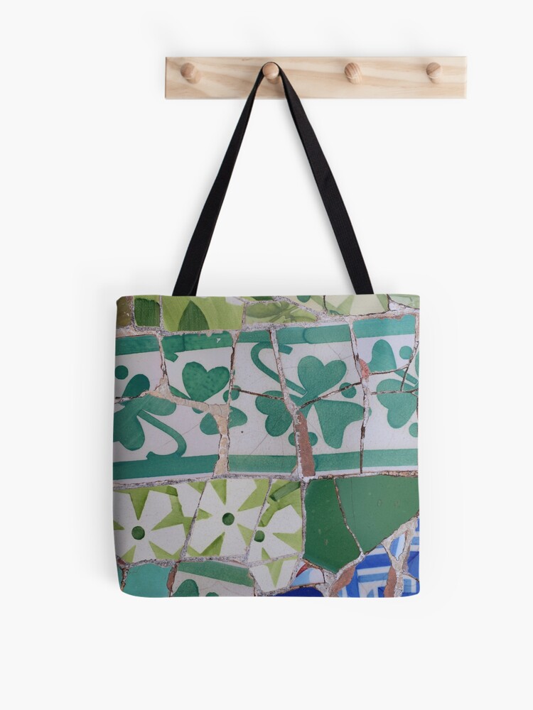 Thumbnail 1 of 2, Tote Bag, Green Clover floral mosaic pattern designed and sold by GDRDesign.