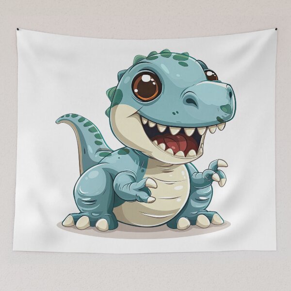 Item preview, cute blue dinosaur in cartoon style design that smiles designed and sold by Jerhus.