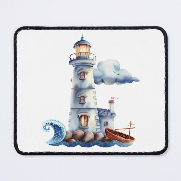 Item preview, Blue watercolor lighthouse designed and sold by 1enchik.