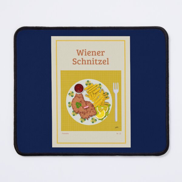 Item preview, WIENER SCHNITZEL Illustration with a Wiener Schnitzel, French fries, ketchup and lemon slices designed and sold by Posteria.