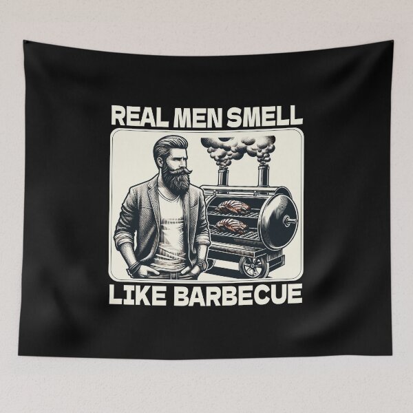 Item preview, Real Men Smell Like Barbecue BBQ Grill Smoker designed and sold by TKsTees.