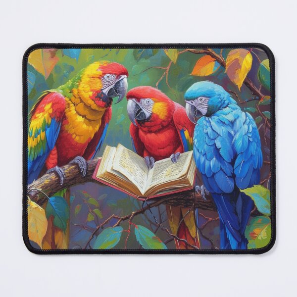 Item preview, 3 Parrots Reading Book Print designed and sold by GrinGalore.