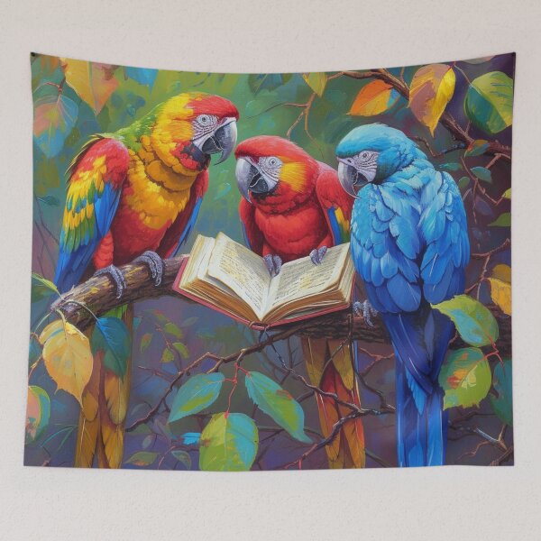Item preview, 3 Parrots Reading Book Print designed and sold by GrinGalore.