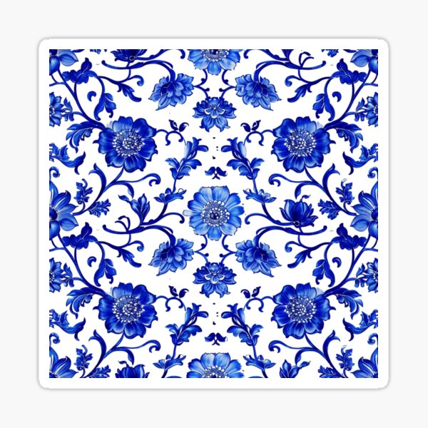 Item preview, Royal Delft Blue Flower Pattern designed and sold by GrinGalore.