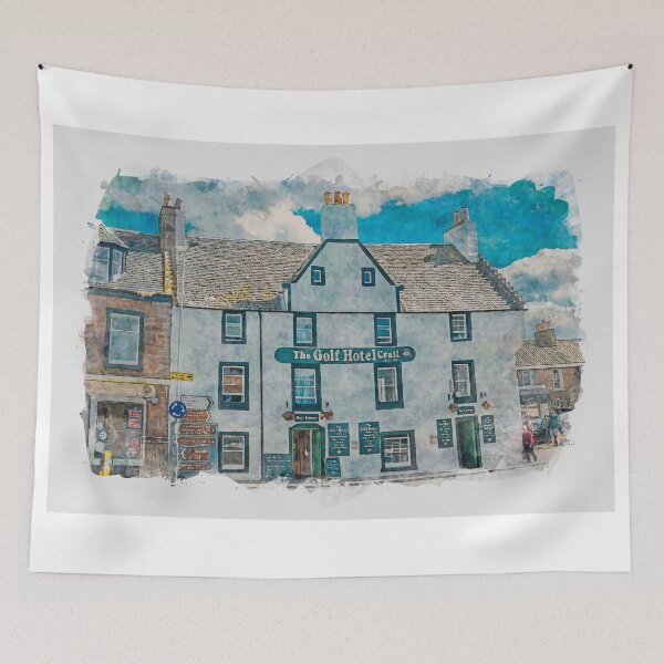 Item preview, Golf Hotel Crail Fife Scotland Watercolour Effect designed and sold by GG WALL ART.