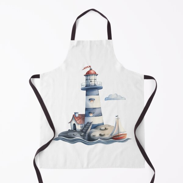 Aperçu de l'œuvre Phare aquarelle bleu et rouge créée et vendue par 1enchik.
