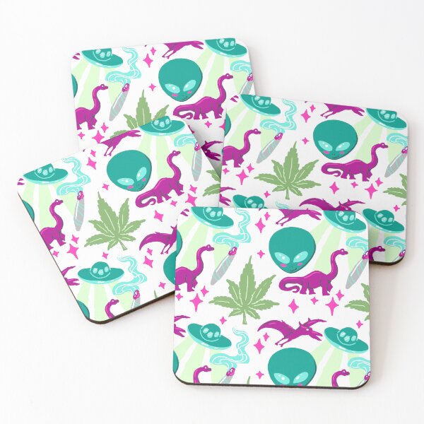 Item preview, Stoner Alien Repeating Pattern designed and sold by Erin-tattoo.