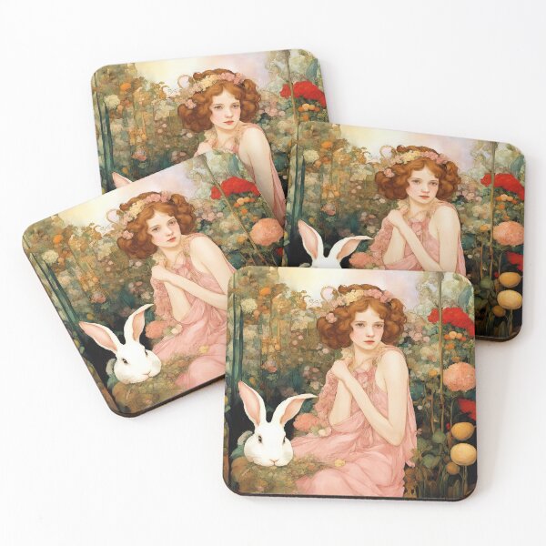 Item preview, Beautiful girl in pink dress with bunny among garden plants. designed and sold by Natalia-Vlad.