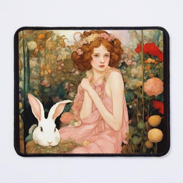 Item preview, Beautiful girl in pink dress with bunny among garden plants. designed and sold by Natalia-Vlad.