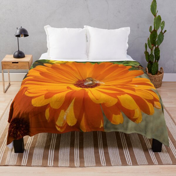 Item preview, Orange Calendula with a bee designed and sold by SnapsBySara.