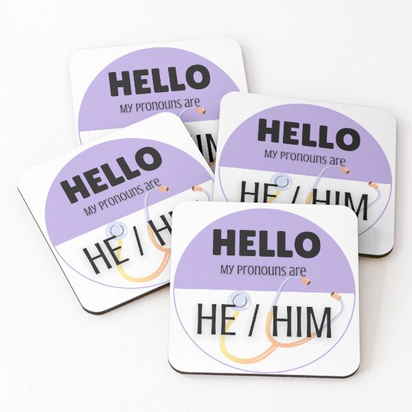 Item preview, Pronoun Badge for Healthcare Professionals | HE/HIM Purple designed and sold by TheFamilyVan.