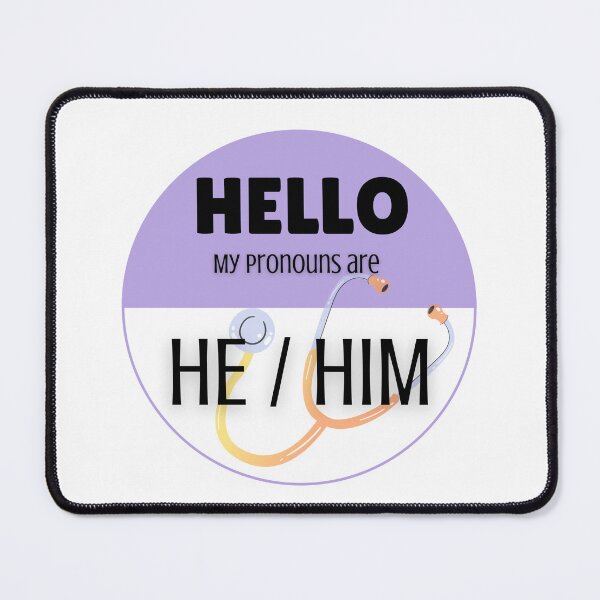 Item preview, Pronoun Badge for Healthcare Professionals | HE/HIM Purple designed and sold by TheFamilyVan.