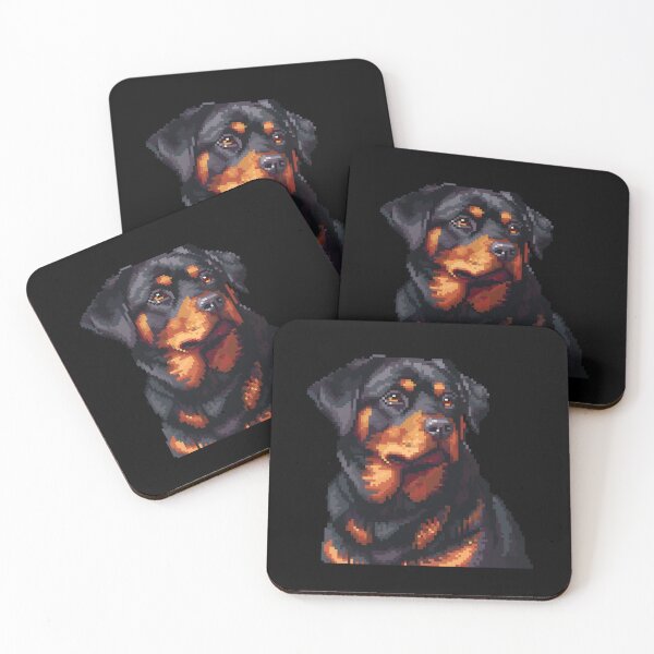 Aperçu de l'œuvre Pixel Art Rottweiler 16 Bits créée et vendue par CUTEDOGGIEZ.
