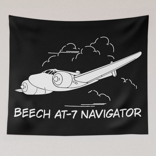 Item preview, Beech AT-7 Navigator American WW2 Plane Flying Clouds Silhouette designed and sold by MilitaryMart.