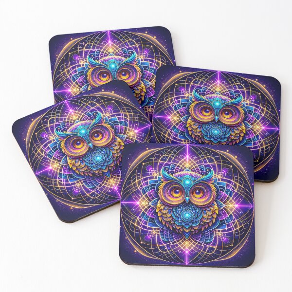 Item preview, Quantum Owl Dreams: A Neon Fibonacci Mandala designed and sold by TriarArt.