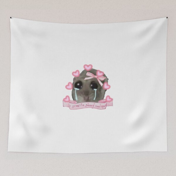Item preview, coquette sad hamster meme " Fragile heart inside . " v2 designed and sold by General-Corner.