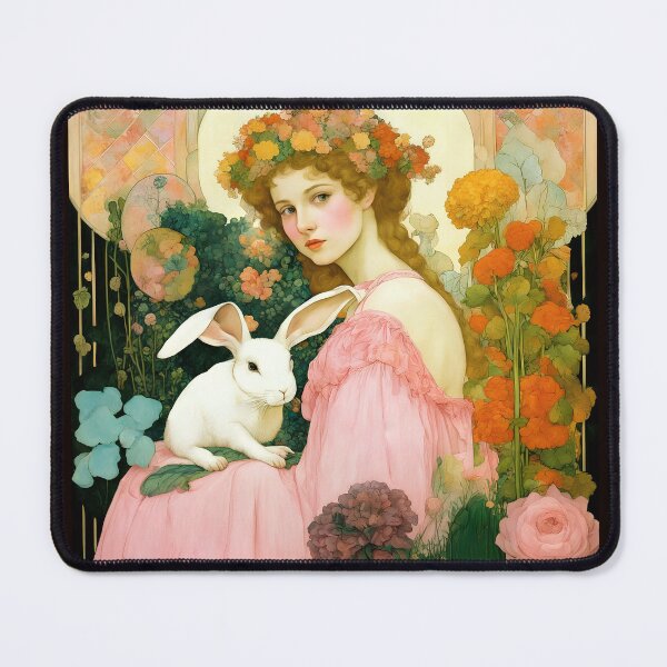 Item preview, Beautiful girl in pink dress with bunny among garden plants. designed and sold by Natalia-Vlad.