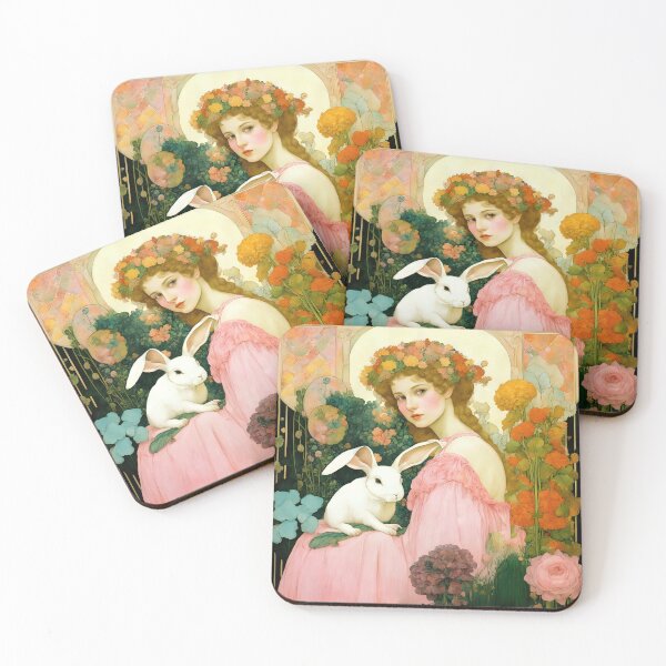 Item preview, Beautiful girl in pink dress with bunny among garden plants. designed and sold by Natalia-Vlad.
