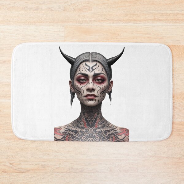 Item preview, Portrait of a tattooed vampire woman with horns designed and sold by Frostquest.