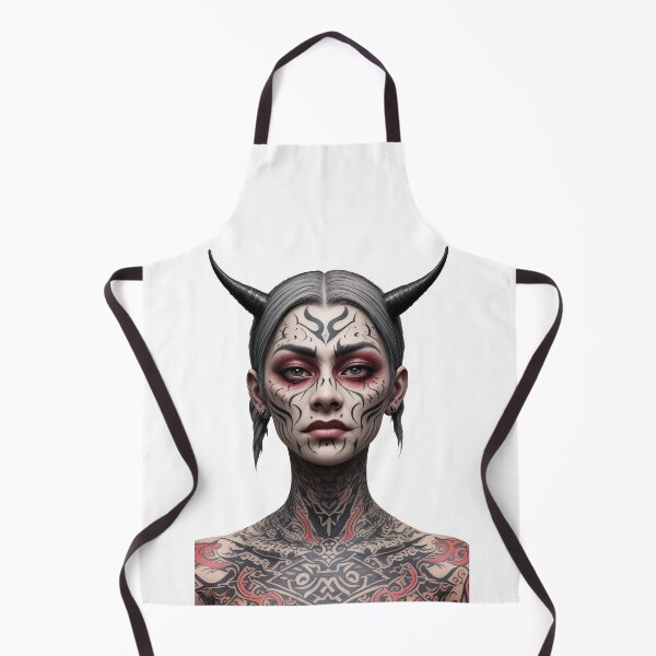 Item preview, Portrait of a tattooed vampire woman with horns designed and sold by Frostquest.