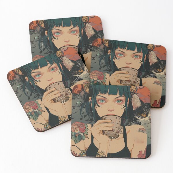 Item preview, Punk Girl & Whimsical Cats: Manga-inspired Pop Art designed and sold by 33wolvesdesigns.