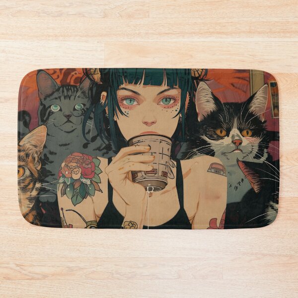 Item preview, Punk Girl & Whimsical Cats: Manga-inspired Pop Art designed and sold by 33wolvesdesigns.