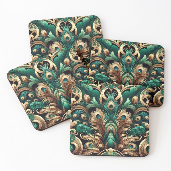 Item preview, Opulent peacock feathers Art Nouveau designed and sold by ecoagn.