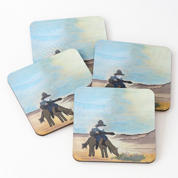 Item preview, Cowboy Plays Guitar on Horse in Desert designed and sold by MudmanExpress.