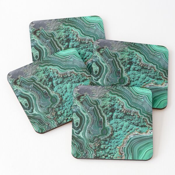 Item preview, Abstract Art Malachit Stone Slab Blue Green Beige designed and sold by fluffstuffgifts.