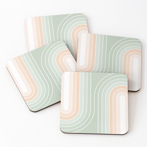 Item preview, Minimal Abstract Retro Double Rainbow - green and Peach fuzz designed and sold by Dominiquevari.