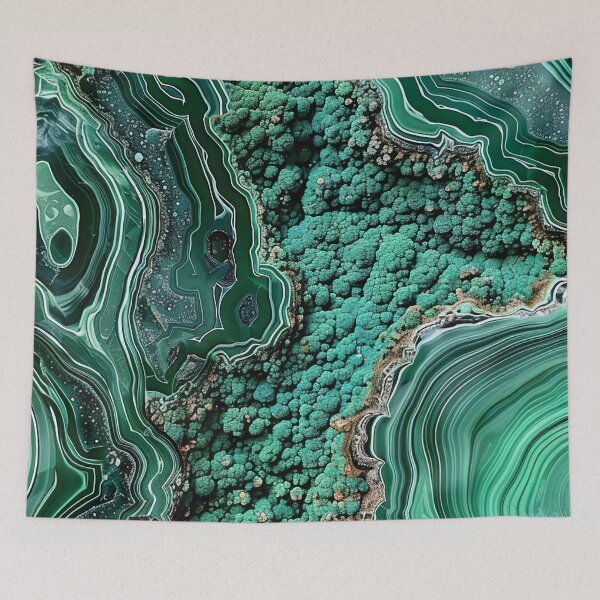 Item preview, Abstract Art Malachit Stone Slab Blue Green Beige designed and sold by fluffstuffgifts.
