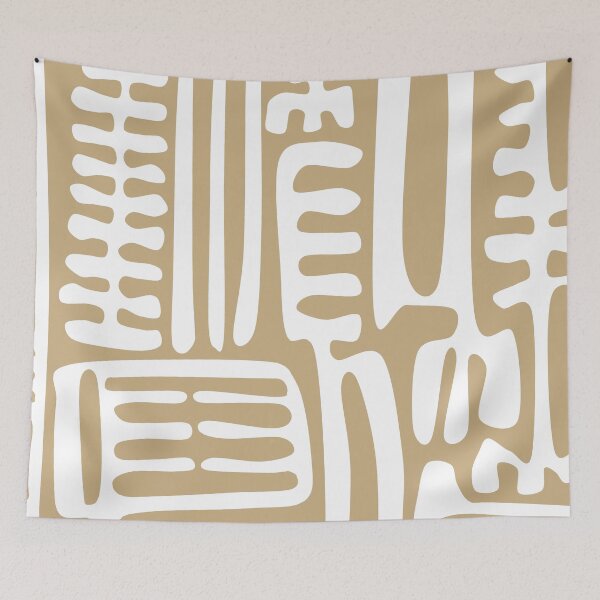 Item preview, Traditional Nordic Folk Floral Pattern in White and Beige designed and sold by Deutschic.