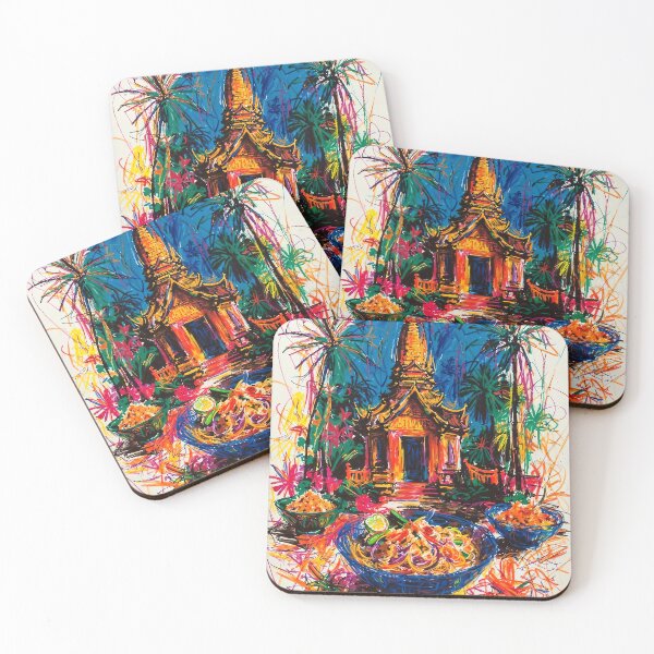 Item preview, Abstract Thai Artwork - Wat Pho & Tom Yum designed and sold by feether-store.