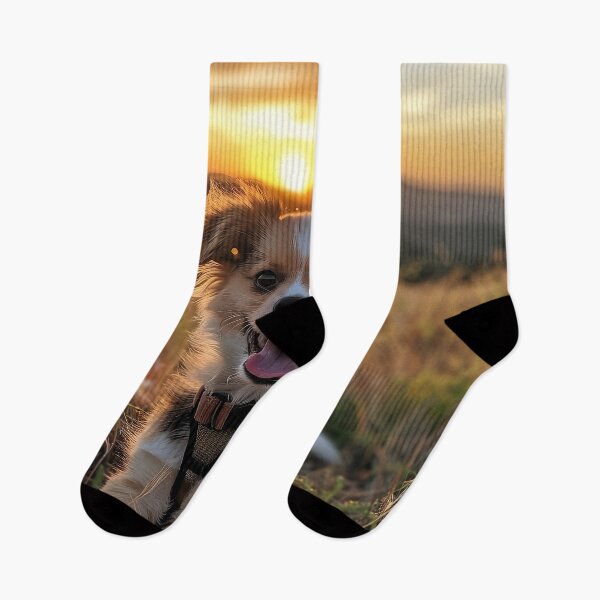 Item preview, Cute puppy on hike during sunset designed and sold by CatsAndDogs-TF.