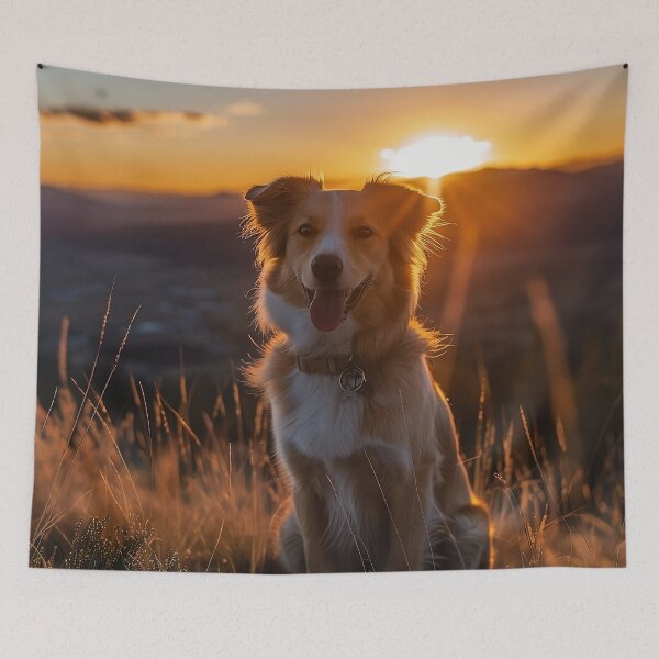 Item preview, Cute dog on hike during sunset designed and sold by CatsAndDogs-TF.