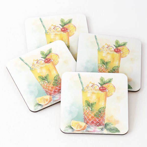 Item preview, Watercolor Mai Tai Cocktail designed and sold by ffpdsgn.