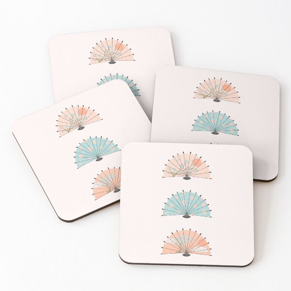 Item preview, Japanese fans - peach fuzz and blue designed and sold by Home Cyn Home.