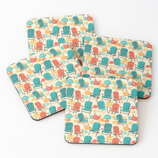 Item preview, Retro Beach Chairs Pattern Teal Orange Yellow designed and sold by tsuttles.