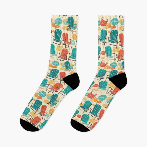 Item preview, Retro Beach Chairs Pattern Teal Orange Yellow designed and sold by tsuttles.