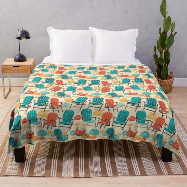 Item preview, Retro Beach Chairs Pattern Teal Orange Yellow designed and sold by tsuttles.