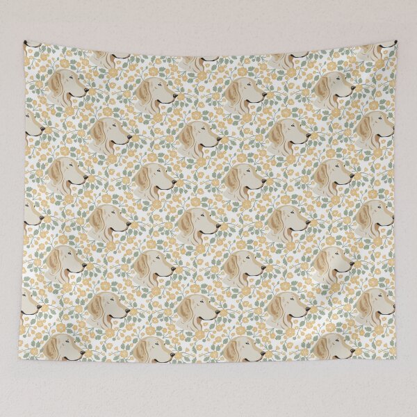 Item preview, Minimalistic Floral yellow and green Golden Retriever Dog Pattern designed and sold by EclipseThreads.