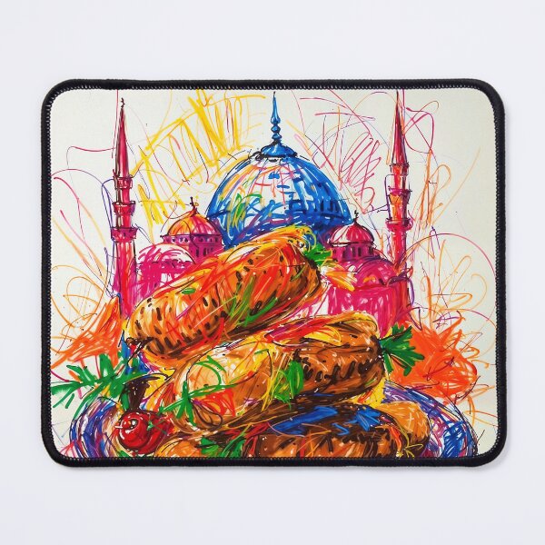 Item preview, Abstract Turkish Artwork - the Blue Mosque & Kebabs and Baklava designed and sold by feether-store.