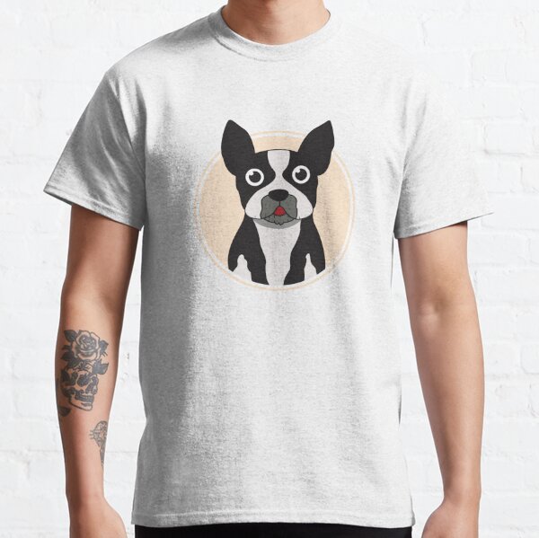 BostonTerrier Motiv T-Shirt Hunderassen Zeichnung Boston Welpen Hundeshirt 