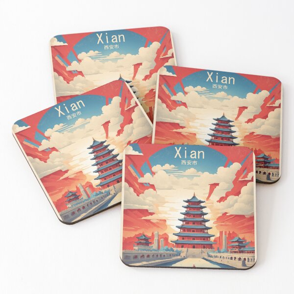Item preview, Xian China Sunrise Vintage Travel Poster Tourism  designed and sold by TravelersGems.