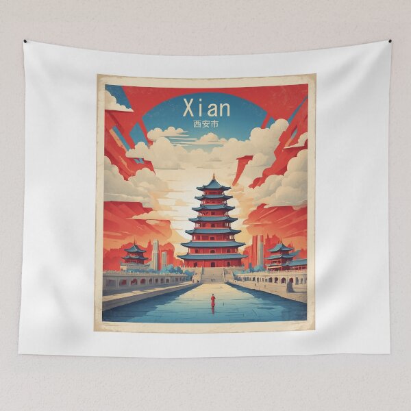 Item preview, Xian China Sunrise Vintage Travel Poster Tourism  designed and sold by TravelersGems.