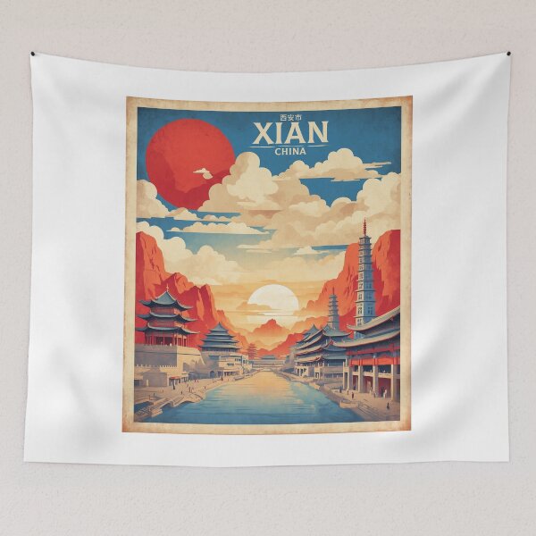 Item preview, Xian China Vintage Sunset Travel Poster Tourism  designed and sold by TravelersGems.