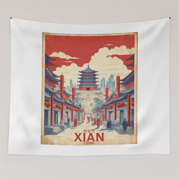 Item preview, Xian China Sunrise Vintage Travel Poster Tourism  designed and sold by TravelersGems.